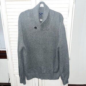 Gap Sweater Men's Size Extra Large Charcoal Button Neck Shawl Collar
